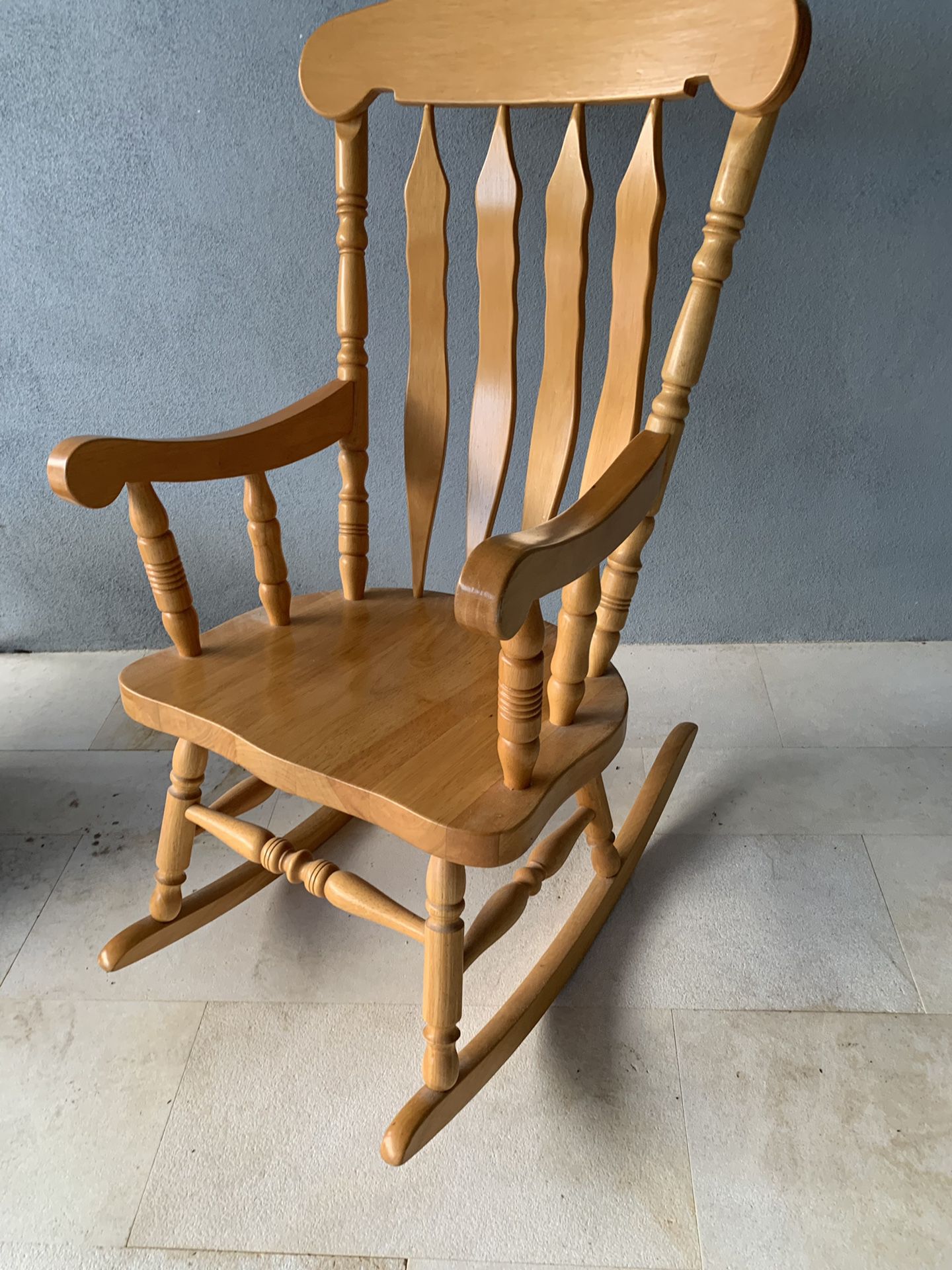 Heavy solid handmade rocking sturdy chair. Please see pics for measurements. Jupiter
