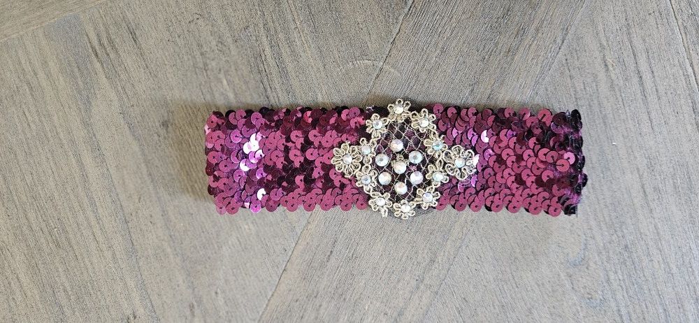 Burgundy Sequence Prom Wedding Garter