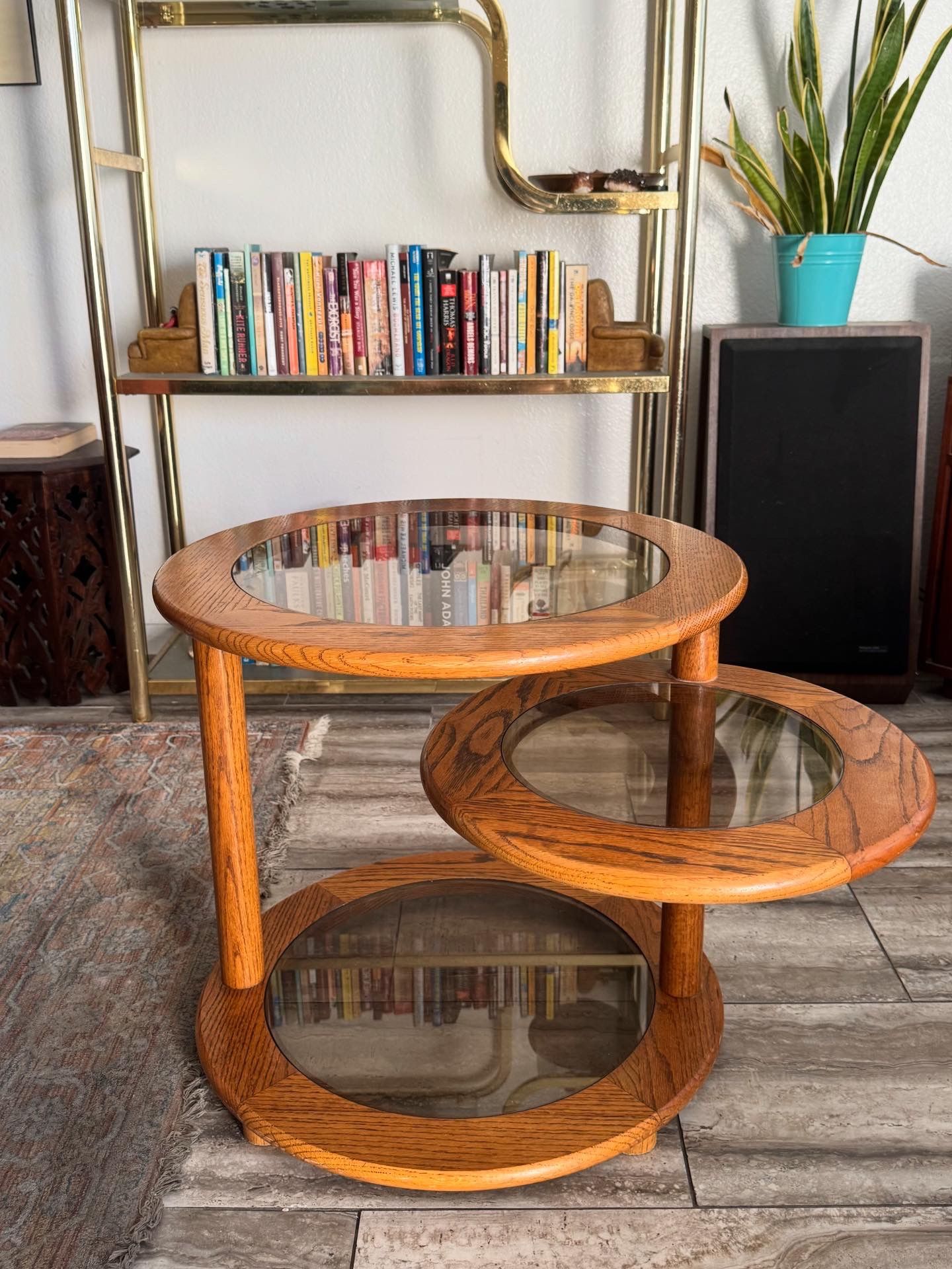 3 Tier Swiveling Oak Side/End Table.