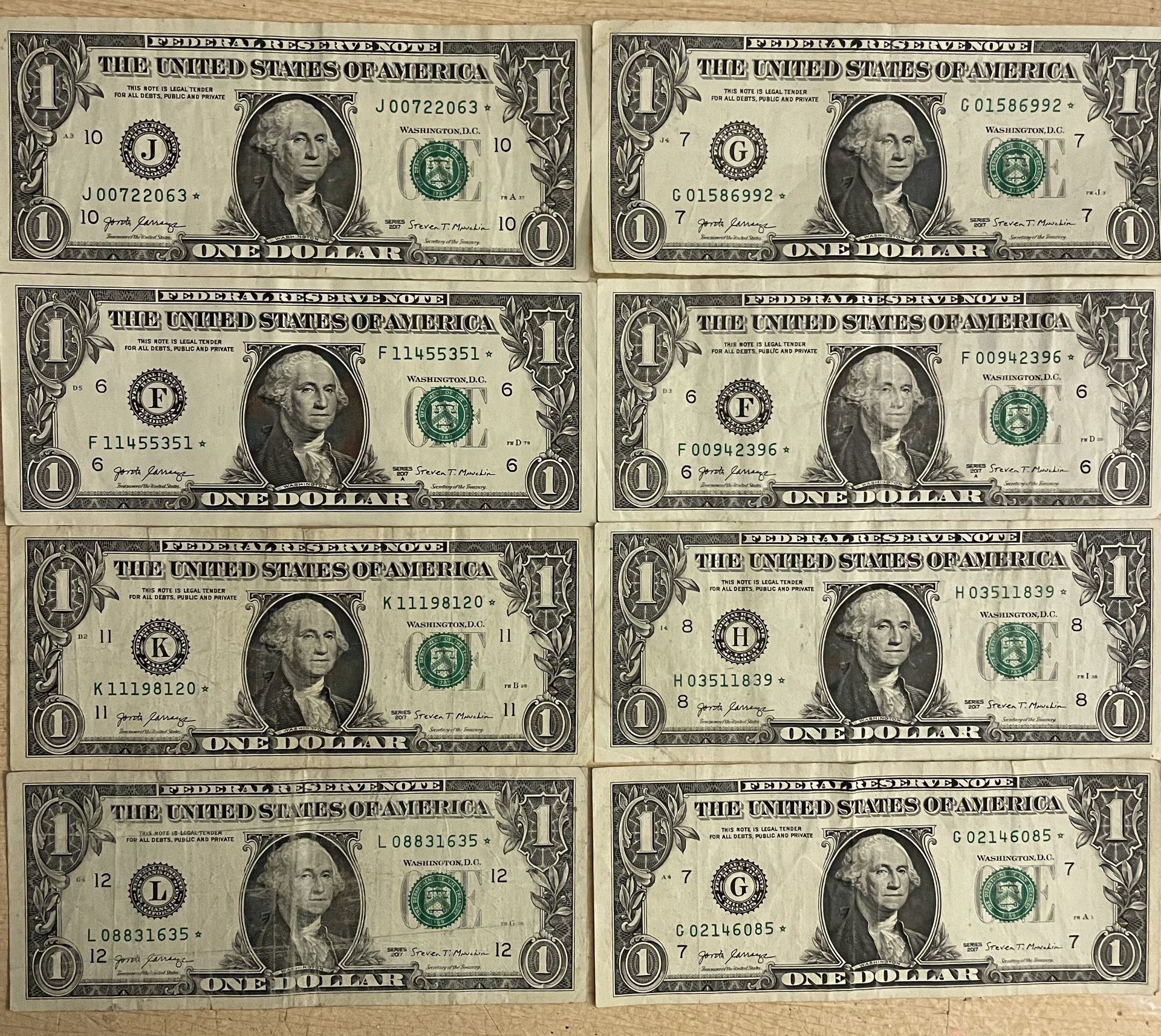 8 $1 Star Notes