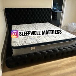 New King Bed Frame With Matress 