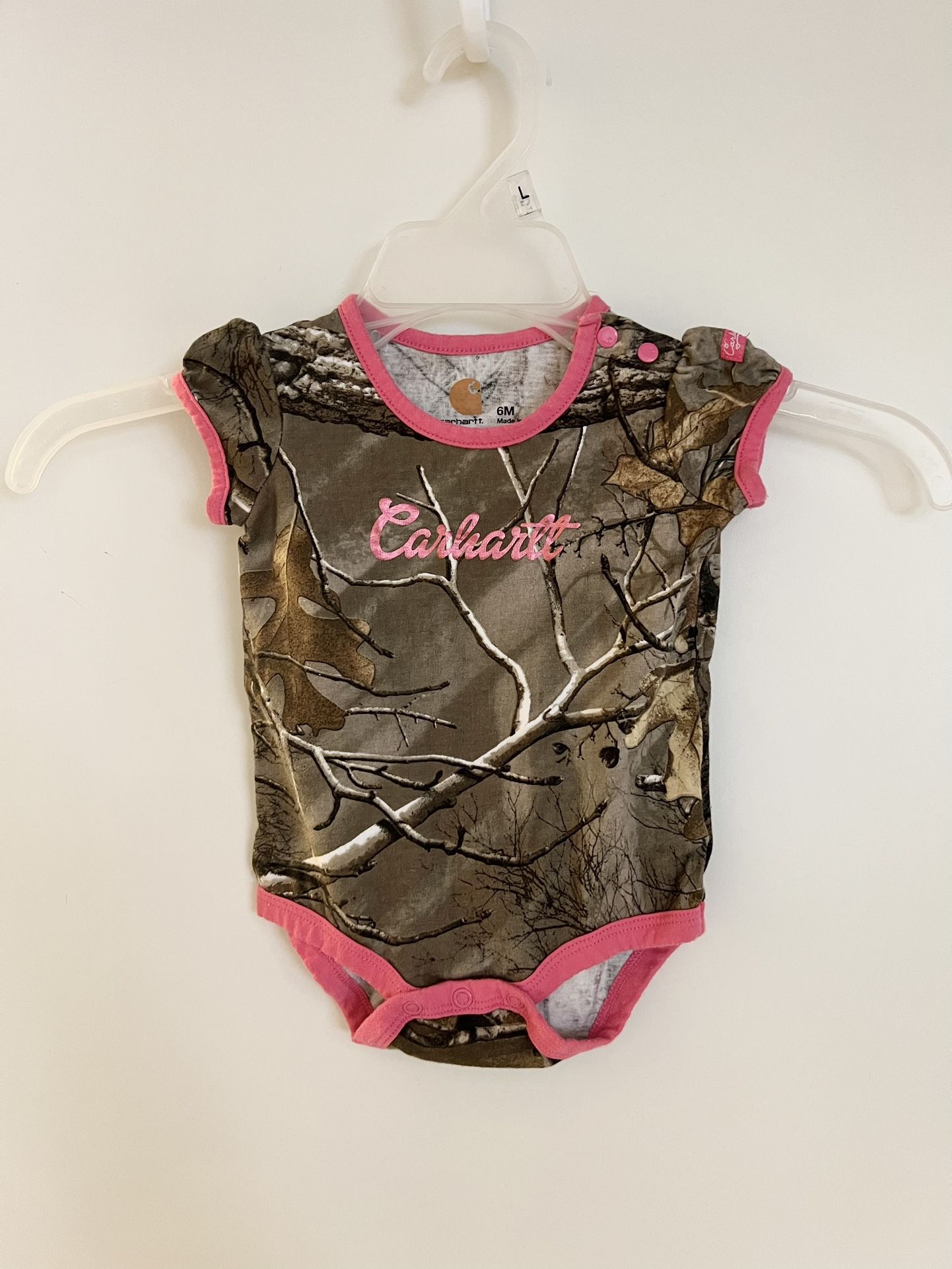 Carhartt Onesie Pink Camo - Size 6 Month Baby Girl Bodysuit 