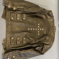 Men’s Affliction Cross, Studded, Leather Jacket