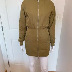 Zara Tan Puffer Bomber Mini Jacket Dress