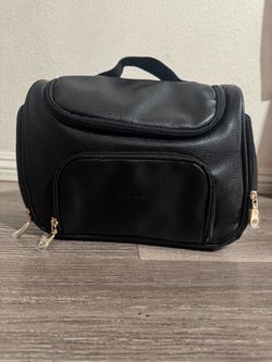 Bella Russo Black Faux Leather Travel Toiletry Bag