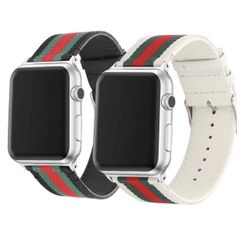 Gucci Stripe Pattern Sport Replacement Leather Watch Band Strap For Apple Watch  Genuine Leather 38/40/42/44 For Apple 1,2,3,4,5,6 