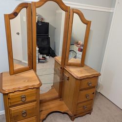 Solid Wood Vanity With Mirror