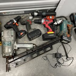 Contractor Tool Lot – DeWalt Makita Hitachi Tools with Boxes & Chargers