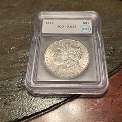 1897 Morgan Silver Dollar Graded AU58 UNC 