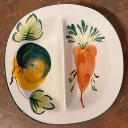 Veggie print serving dish & bowl