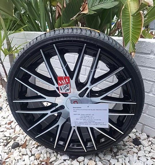 20" CAVALLO'S BLACK AND MACHINED RIMS AND TIRES BUNDLE