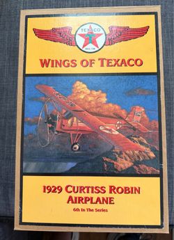 1998 Wings of Texaco 1929 Curtiss Robin Airplane Die-Cast Coin Bank