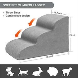 Dog Stairs for Small Dogs, 3 Tiers High Density Foam Dog Ramp, Extra Wide Non-Slip Pet Steps for High Beds Or Couch, Soft Foam Doggie Ladder for Dogs 