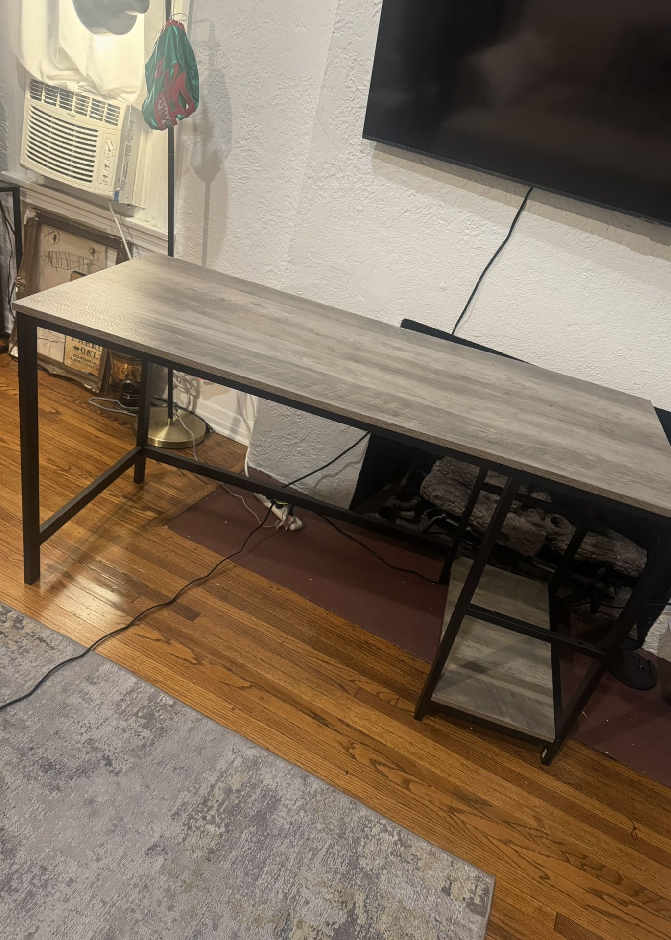 Desk with pc tower cpu shelf wooden 55” wide 24” depth 29,5” height