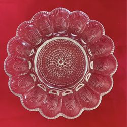 Vintage Hobnail Divided Egg Clear Glass Plate . See More Pictures 