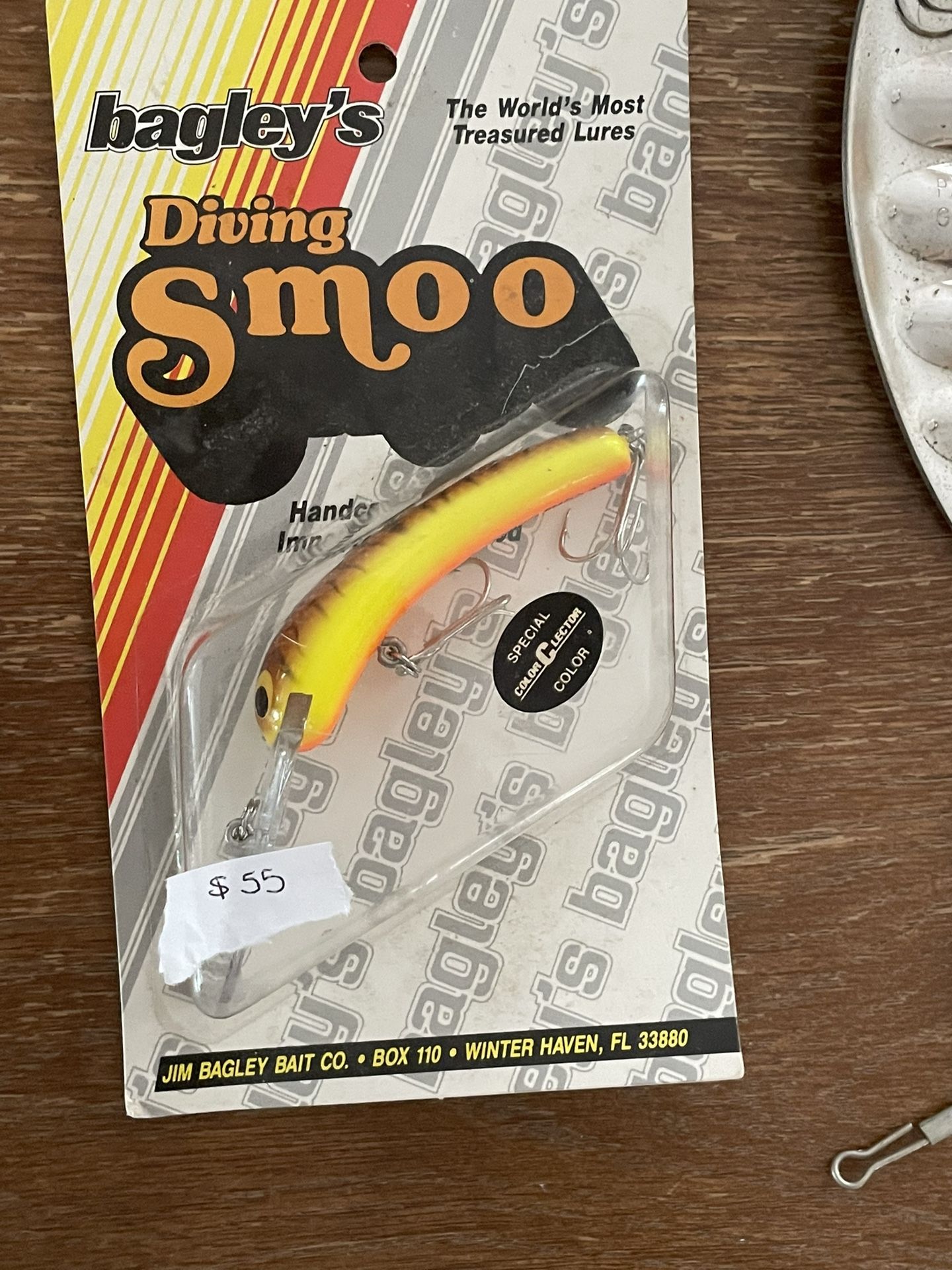Bagley's Vintage Wood Fishing Lure Diving Smoo Imported in Original Package
