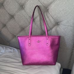 Pink Metallic Coach Purse