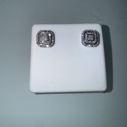 $160 Designer Diamond Earrings – 1/5 CTW, 9MM, Sterling Silver