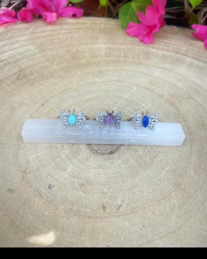 Crystal Butterfly Rings - Adjustable Size 