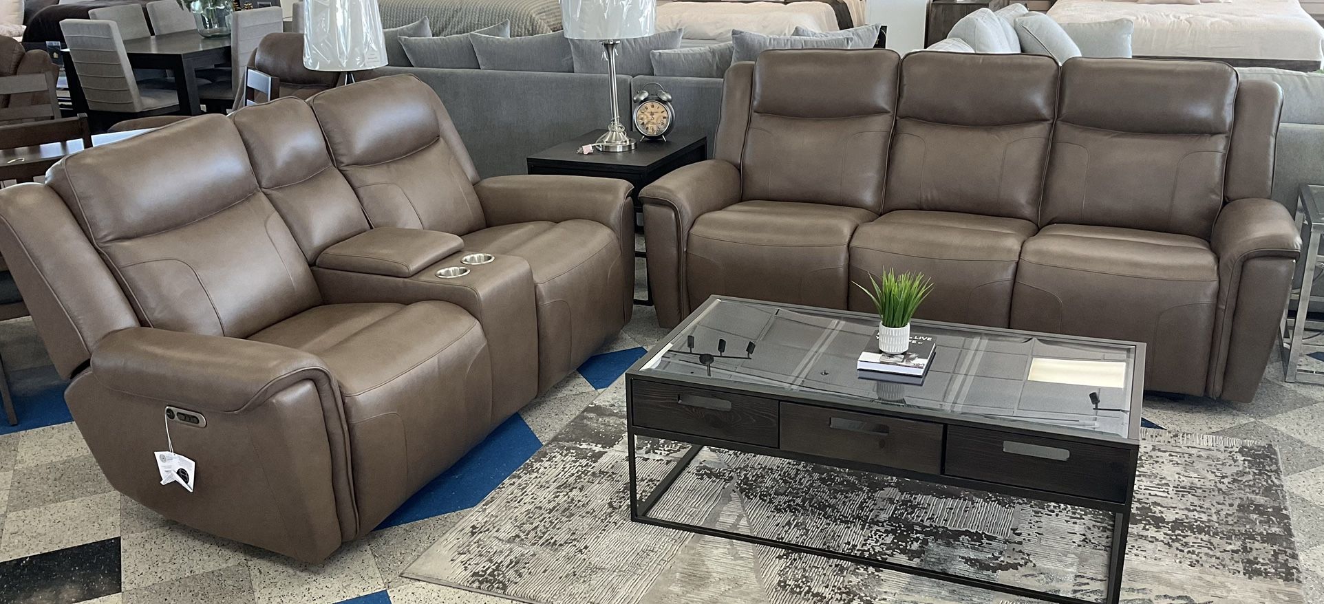 Leather Power Recliner Sofa and Loveseat Ebenezer Furniture
