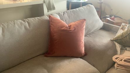 Feather Stuffed Dusty Pink Square Velvet Pillow 