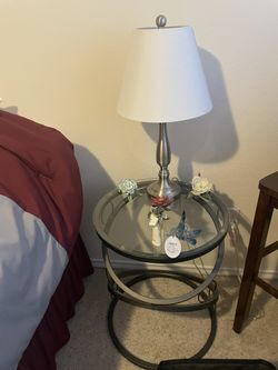 Glass And Silver end tables