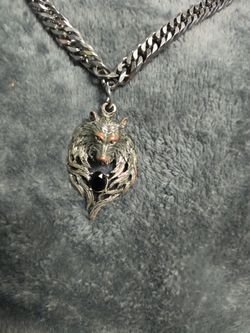 Bear head pendant titanium chain