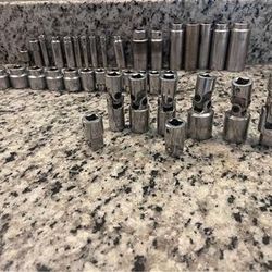 Mac tools 57 pieces , air tools, palm ratchet,breaker bar, ratchet, wrenches,sockets, punch , chisel