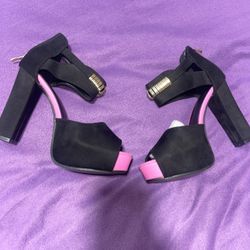 Black and Pink platform heel shoes
