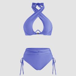 NWT Criss Cross Halter Underwire Bikini Set Size 6