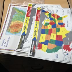 Variety Of U.S. Maps Including Melissa & Doug U.S. Write-a-mat Placement 