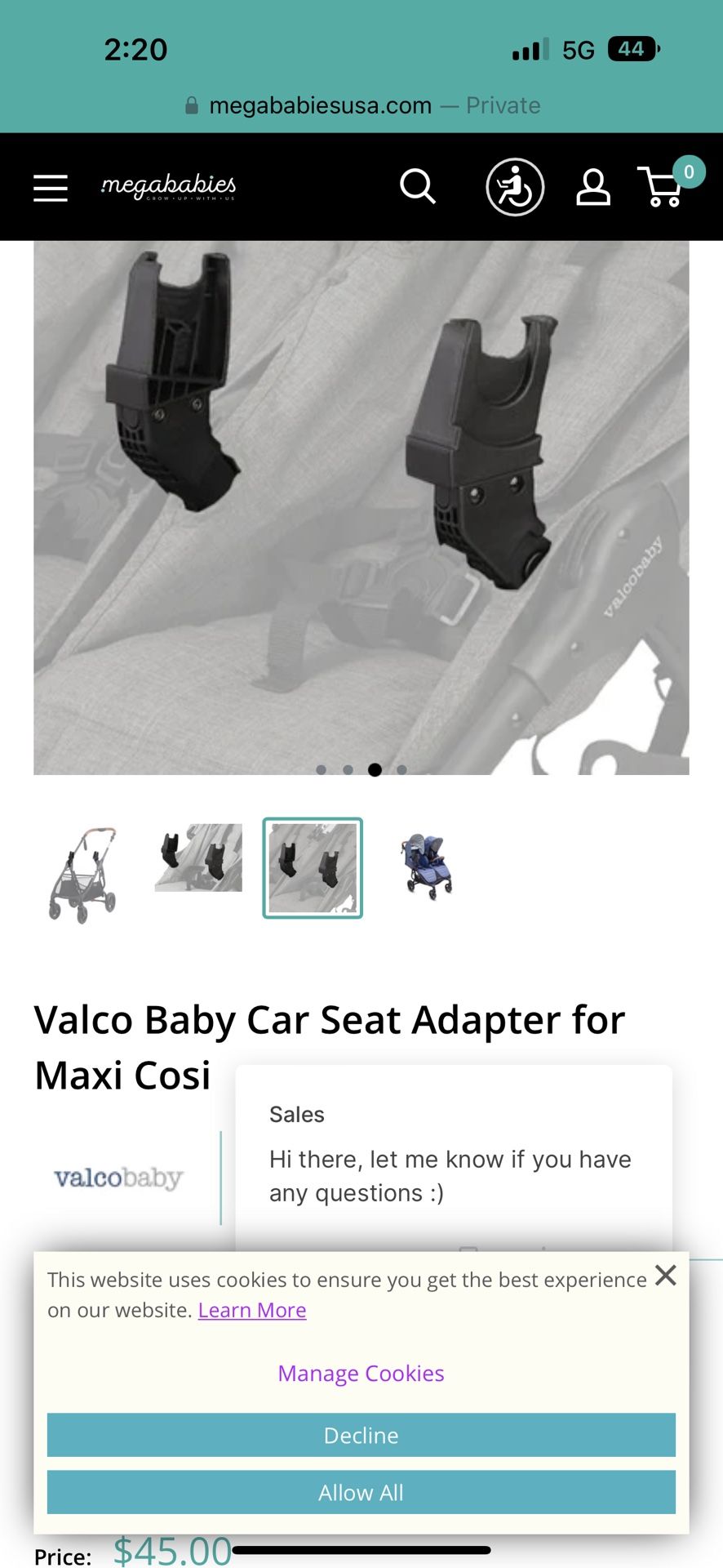 Valco Baby Maxi Cosi Car Seat Adapter