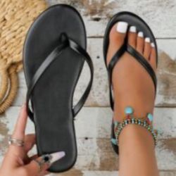 Flat Sandals Black Cute Slippers Flipflops