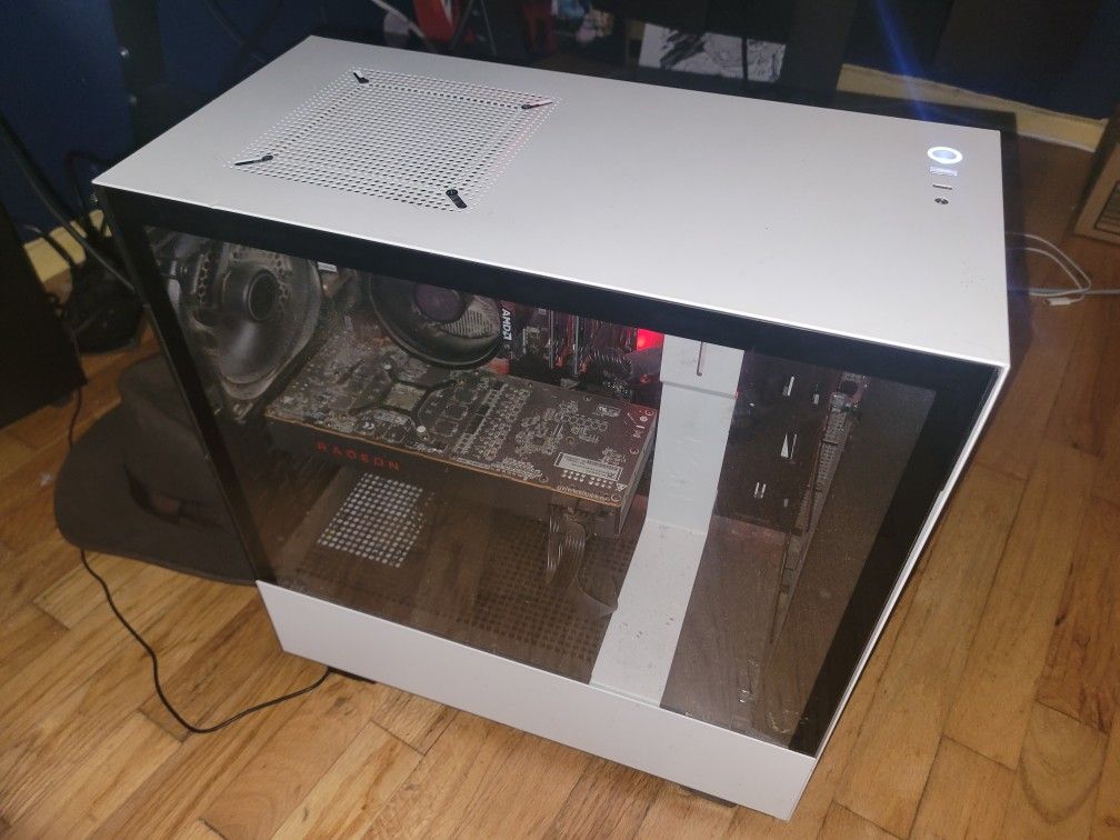 Gaming PC with mouse, keyboard, and headset