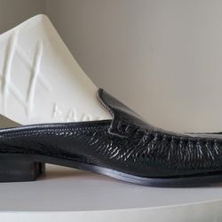 Women's Black Leather Mules, Size 7N