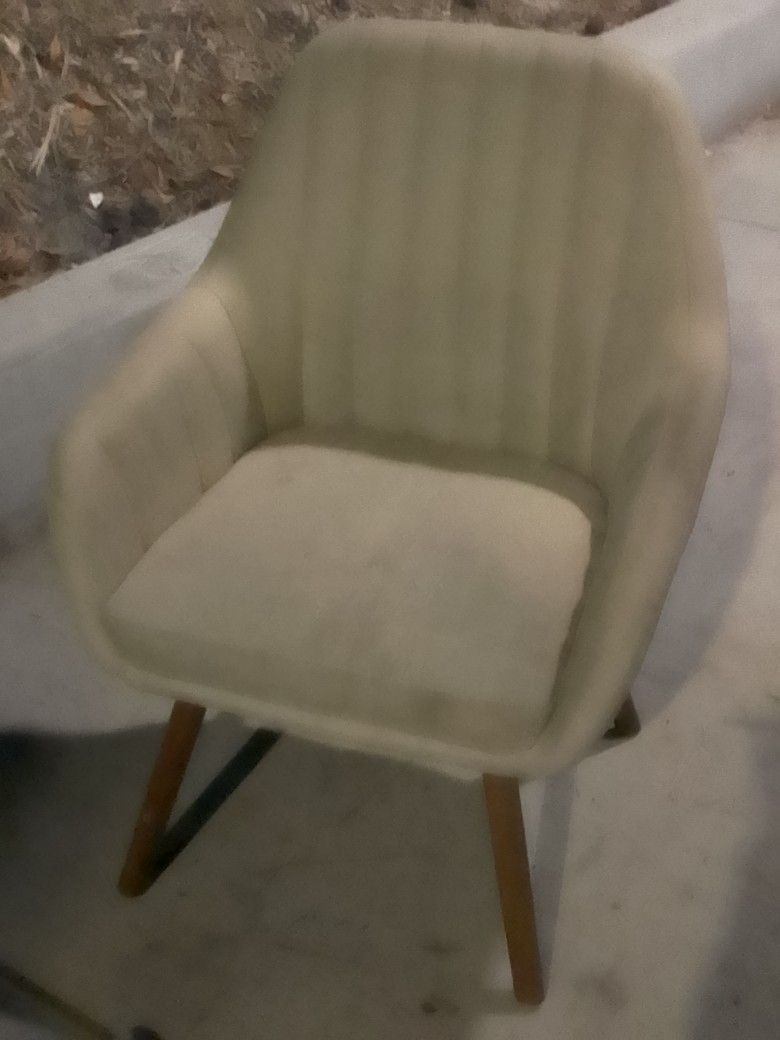 Nice Cream Colored Upholstered Chair With Wooden Legs