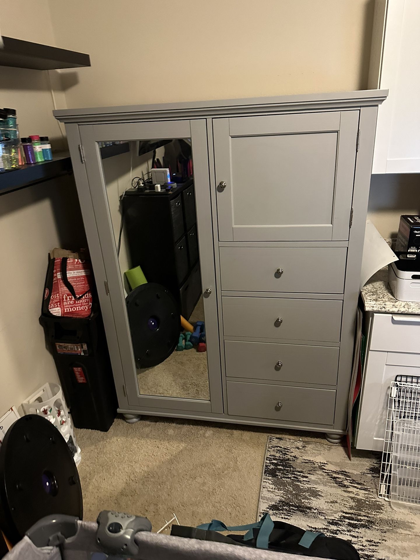 Grey wardrobe storage unit