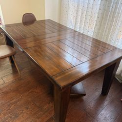 Extendable wood dining table - rustic transitional / modern farmhouse