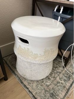 Ceramic Garden Stool - White