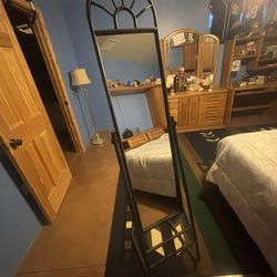 Black Full Sized Adjustable Floor Mirror 