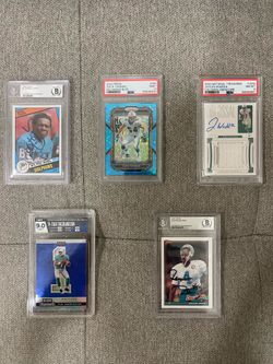 Miami Dolphins PSA graded and autographed football cards lot of 5