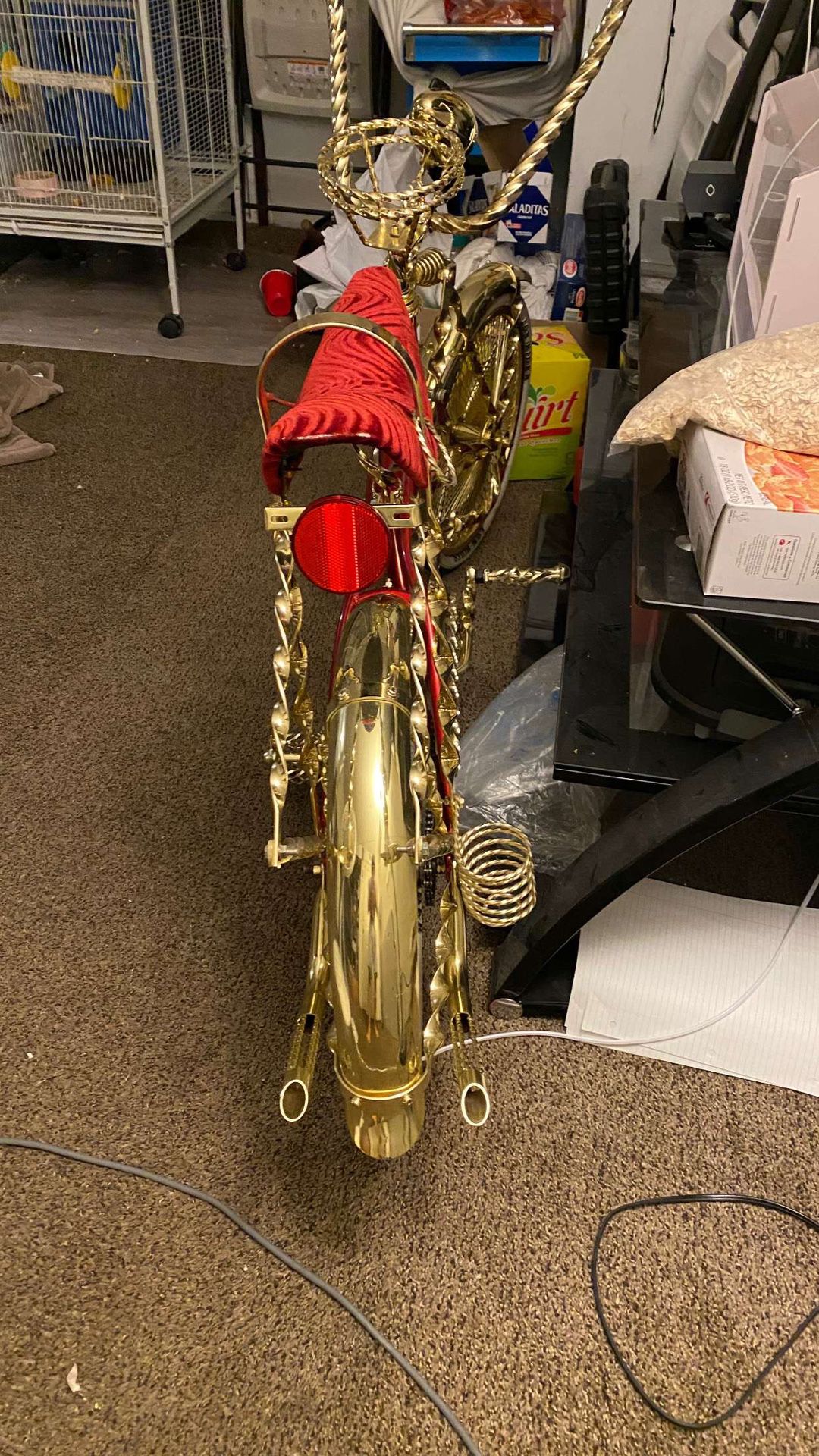 Golden lowrider bike