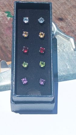 Set 925 Sterling Silver Ear Candy Gemstone
