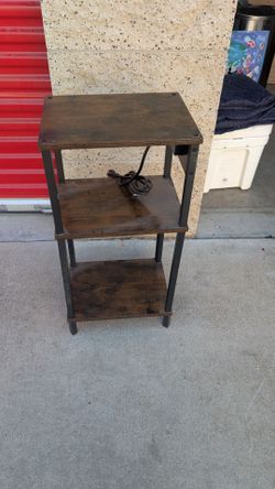 3-Tier Industrial Wood and Metal Side Table
