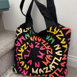 Multi-colored psychedelic Retro handbag/ Zippered Closure Mazatlan