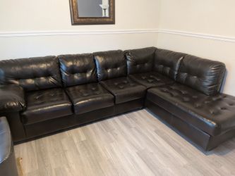 Leather split couch.