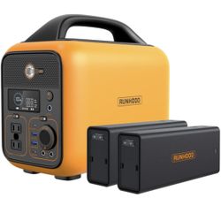Runhood Portable Power Station Rallye 600, 648Wh Hot Swappable&Replacebale Battery, Full Power in Seconds, 2X600W(Peak 1200) Pure Sine Wave AC Outlet 