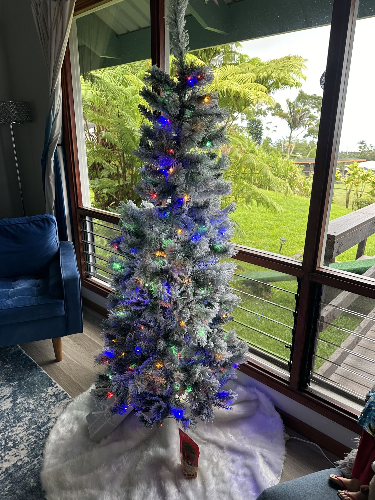 Flocked Prelit Artificial Christmas Tree