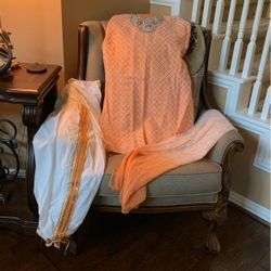 Light orange and white Indian dress