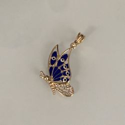 Butterfly pendant with rhinestones in gold plated